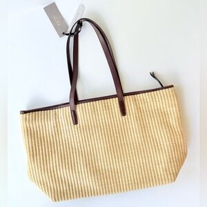 NWT Pietro NYC Woven Leather Zip Top Tote Bag Handmade in USA
